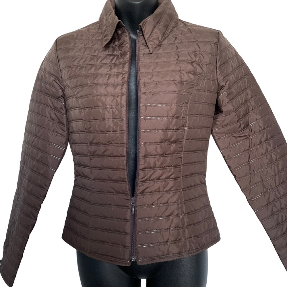 Anne Fontaine Brown Quilted Puffer Jacket/Top - Size 1 (Small ~US Size 4 to 6)